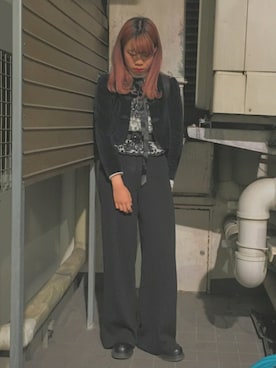「ブラック×ホワイト」｜「アイテム（その他シューズ）」を使った、hikariさん（レディース・160cm）の春コーディネート