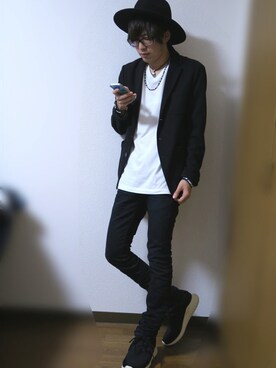 「GLOBAL WORK（グローバルワーク）のフェルトロングブリムハット/705078（ハット）」を使った、かぴばらさん（メンズ・165cm）の春コーディネート