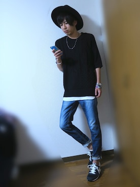 「GLOBAL WORK（グローバルワーク）のフェルトロングブリムハット/705078（ハット）」を使った、かぴばらさん（メンズ・165cm）の春コーディネート