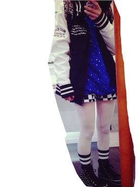 「青×白」｜「アイテム（スタジャン）」を使った、Kanaさん（レディース・162cm）の夏コーディネート