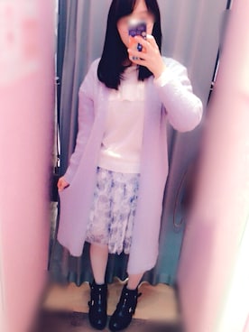 「バラ柄」｜「アイテム（その他アウター）」を使った、Kanaさん（レディース・161cm）の冬コーディネート