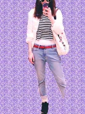 「Supreme.La.La.（シュープリームララ）のアイテム（ブルゾン）」を使った、Kanaさん（レディース・161cm）の春コーディネート
