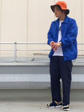 「FLAGSTUFF（フラグスタフ）のアイテム（帽子）」を使った、daiki_kikuchiさん（メンズ・172cm）の春コーディネート