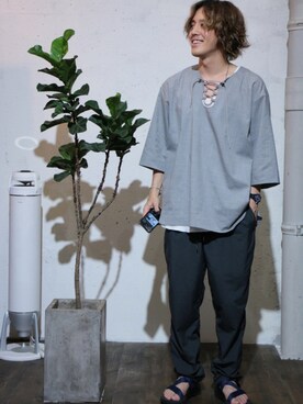 「roundabout（ラウンダバウト）のアイテム」を使った、daiki_kikuchiさん（メンズ・172cm）の夏コーディネート