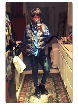 「Abercrombie&Fitch（アバークロンビーアンドフィッチ）のアイテム（ダウンジャケット/コート）」を使った、YUKIさん（メンズ・175cm）の冬コーディネート