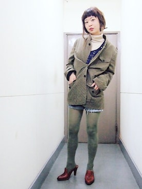 「DRIES VAN NOTEN（ドリスヴァンノッテン）のアイテム（ジャケット/アウター）」を使った、うめさん（レディース・159cm）の秋コーディネート