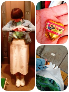 「バレンタインデートスタイル」｜「アイテム（デニムジャケット）」を使った、あめまー‼さん（レディース・158cm）の冬コーディネート