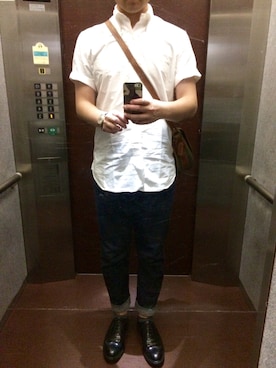 「BLACK FLEECE by Brooks Brothers（ブラックフリースバイブルックスブラザーズ）のアイテム（シューズ）」を使った、TAKさん（メンズ・180cm）の夏コーディネート