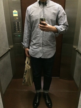 「BLACK FLEECE by Brooks Brothers（ブラックフリースバイブルックスブラザーズ）のアイテム（シューズ）」を使った、TAKさん（メンズ・180cm）の夏コーディネート