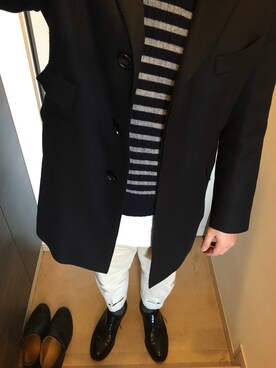 「マリン」｜「アイテム（チェスターコート）」を使った、TAKさん（メンズ・180cm）の冬コーディネート