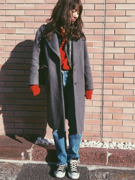 「CELINE」｜「アイテム（チェスターコート）」を使った、sakiさん（レディース・163cm）の冬コーディネート
