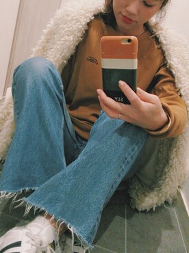 「カットオフ」｜「アイテム（その他アウター）」を使った、sakiさん（レディース・163cm）の春コーディネート