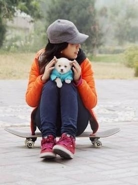 「FALLEN（フォールン）のアイテム」を使った、田品Crystalさん（レディース・165cm）の冬コーディネート