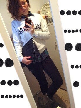 「シャツ×スウェット」｜「アイテム（ブーツ）」を使った、紗理さん（レディース・153cm）の冬コーディネート