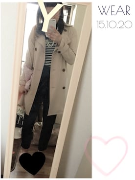 「Ray Cassin」｜「アイテム（トレンチコート）」を使った、k  a  n  a ‥❁さん（レディース・159cm）の秋コーディネート