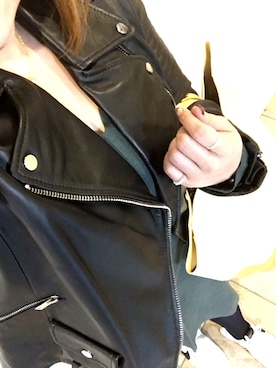 「セリーヌ」｜「アイテム（ライダースジャケット）」を使った、まんたろうさん（レディース・153cm）の秋コーディネート