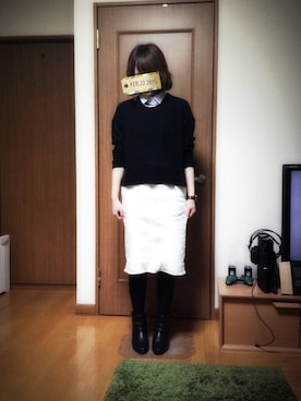 「黒ニット」｜yuuさん（レディース・159cm）の冬コーディネート