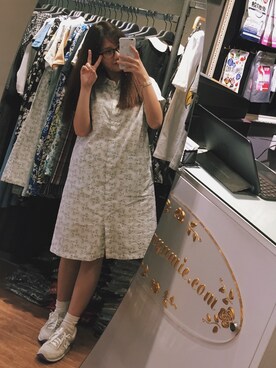 「POU DOU DOU（プードゥドゥ）のアイテム（シャツワンピース）」を使った、ステファニー♡さん（レディース・157cm）の春コーディネート