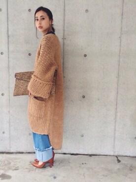 「Ameri（アメリ）のアイテム（その他アウター）」を使った、黒石奈央子さん（レディース・152cm）の秋コーディネート