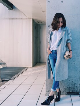 「Ameri（アメリ）のアイテム（その他アウター）」を使った、黒石奈央子さん（レディース・152cm）の秋コーディネート