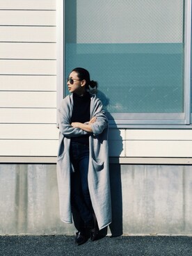「Ameri（アメリ）のアイテム（その他アウター）」を使った、黒石奈央子さん（レディース・152cm）の冬コーディネート