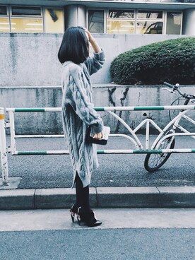 「AMERI」｜「アイテム（ブーティ）」を使った、黒石奈央子さん（レディース・152cm）の冬コーディネート