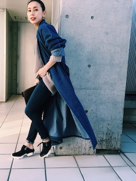 「Ameri（アメリ）のアイテム（スニーカー）」を使った、黒石奈央子さん（レディース・152cm）の冬コーディネート