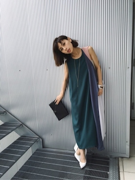 「Yves Saint Laurent（イヴサンローラン）のアイテム（バッグ）」を使った、黒石奈央子さん（レディース・152cm）の夏コーディネート
