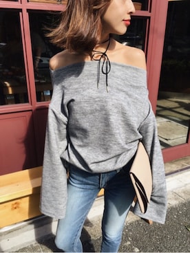 「フレアスリーブ」｜黒石奈央子さん（レディース・152cm）の秋コーディネート