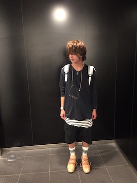 「アイテム（バングル/リストバンド）」を使った、星空ヨーソローkskさん（メンズ・173cm・20代）の夏コーディネート
