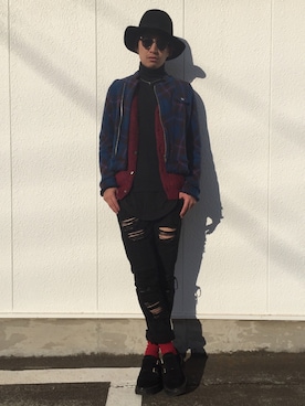 「赤い靴下」｜星空ヨーソローkskさん（メンズ・173cm・20代）の冬コーディネート