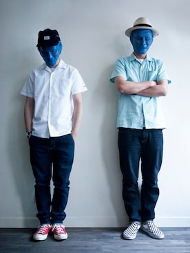 「DEMARCOLAB（デマルコラブ）のアイテム（キャップ）」を使った、LarryBarlowさん（メンズ・179cm）の夏コーディネート
