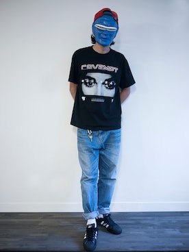 「DEMARCOLAB（デマルコラブ）のアイテム（パンツ）」を使った、LarryBarlowさん（メンズ・179cm）の夏コーディネート