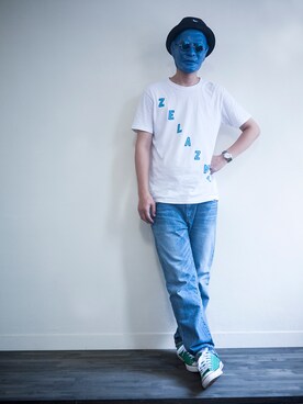 「DEMARCOLAB（デマルコラブ）のアイテム（パンツ）」を使った、LarryBarlowさん（メンズ・179cm）の夏コーディネート