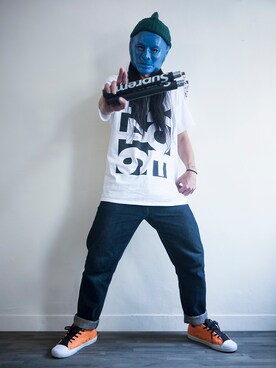 「DEMARCOLAB（デマルコラブ）のアイテム（パンツ）」を使った、LarryBarlowさん（メンズ・179cm）の夏コーディネート