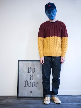 「DEMARCOLAB（デマルコラブ）のアイテム（キャップ）」を使った、LarryBarlowさん（メンズ・179cm）の秋コーディネート