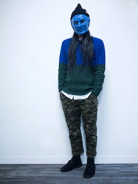 「DEMARCOLAB（デマルコラブ）のアイテム（パンツ）」を使った、LarryBarlowさん（メンズ・179cm）の冬コーディネート
