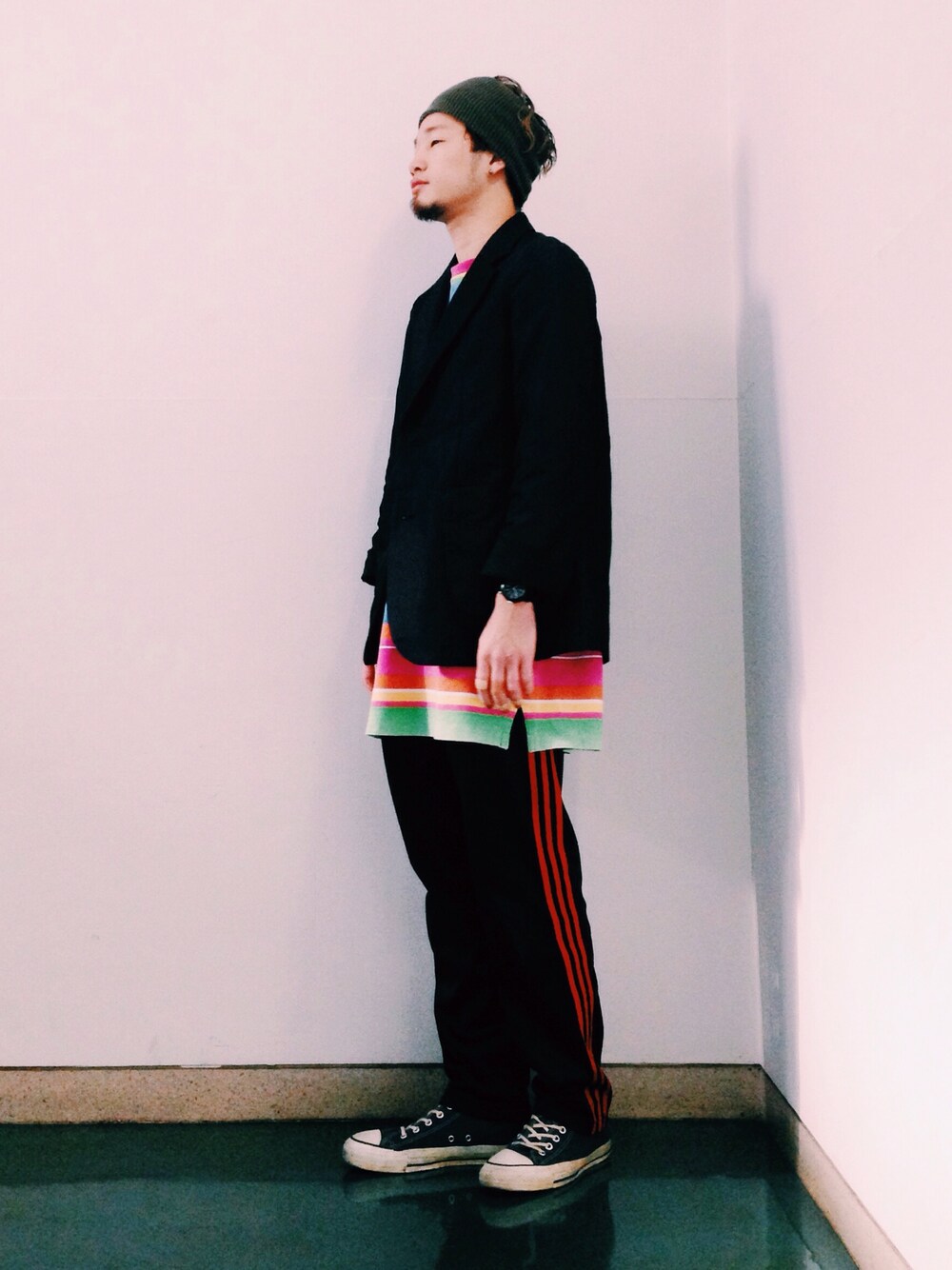 「TOGA、90s、converse、ラルフローレン」｜「TOGAのアイテム（テーラードジャケット、ブラック系）」を使った、takuro_tanakaさん（メンズ・165cm）の秋コーディネートの1枚目の写真