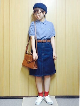 「ラコステ」｜「アイテム（ハンチング/ベレー帽）」を使った、かけさん（レディース・146cm）の夏コーディネート