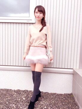 「フェザー」｜「アイテム（ブーティ）」を使った、marina ♡さん（レディース・159cm）の秋コーディネート