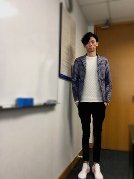 「initial（イニシャル）のアイテム（テーラードジャケット）」を使った、Timさん（メンズ・180cm）の春コーディネート