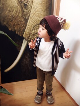 「BLEU H. （ブルーオリゾン）のアイテム」を使った、ザネリさん（キッズ・100cm）の冬コーディネート