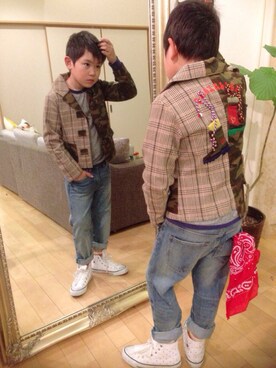 「BACK ALLEY（バックアレイ）のアイテム（ジャケット/アウター）」を使った、ザネリさん（キッズ・100cm）の春コーディネート