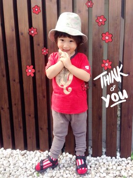 「maarook（マルーク）のアイテム（帽子）」を使った、ザネリさん（キッズ・100cm）の夏コーディネート