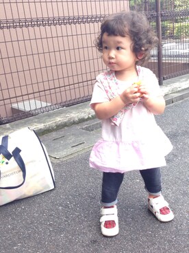 「babyGAP（babyGAP）のアイテム（パーカー、ピンク系）」を使った、Rancoro◡̈♥︎さん（キッズ・110cm）の秋コーディネート