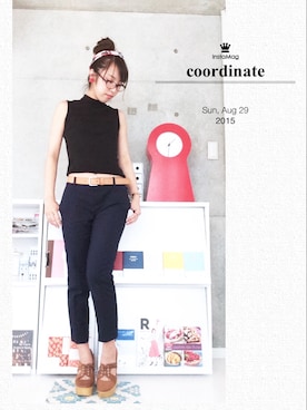 「w closet」｜「アイテム（スラックス）」を使った、えだまめさん（レディース・159cm）の夏コーディネート