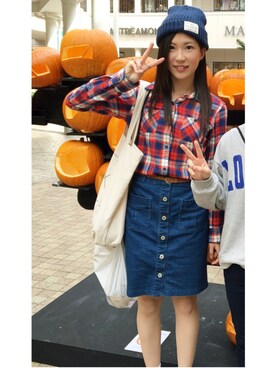 「ショッピング」｜「アイテム（ニットキャップ/ビーニー）」を使った、ちゃんゆかさん（レディース・159cm）の秋コーディネート