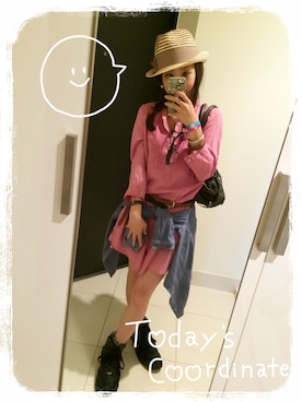「ダンガリーシャツ」｜「アイテム（ハンドバッグ）」を使った、aya-channelさん（レディース・148cm）の夏コーディネート