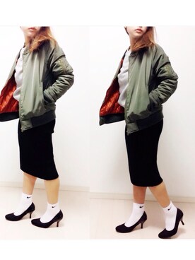 「NICE CLAUP（ナイスクラップ）のアイテム（ブルゾン）」を使った、masさん（レディース・149cm）の冬コーディネート
