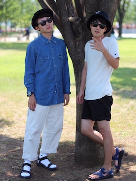 「POINTER（ポインター ）のアイテム（パンツ）」を使った、junyaさん（メンズ・167cm）の夏コーディネート